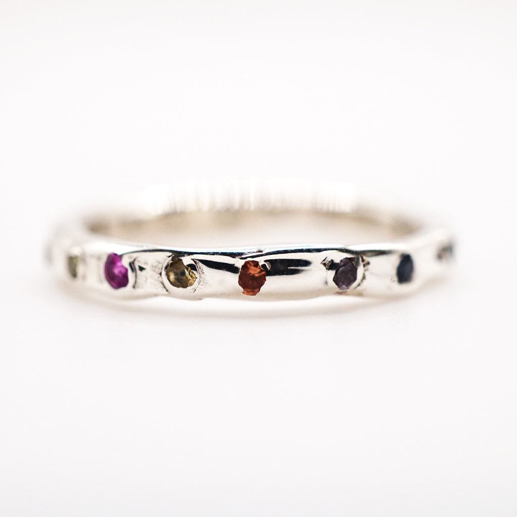 Bague EMA - saphirs 1.5mm multicolores et argent