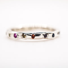 Bague EMA - saphirs 1.5mm multicolores et argent