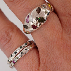 Bague EMA - saphirs 1.5mm multicolores et argent