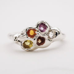 Bague DÉMÉTER - 5 saphirs colorés et argent