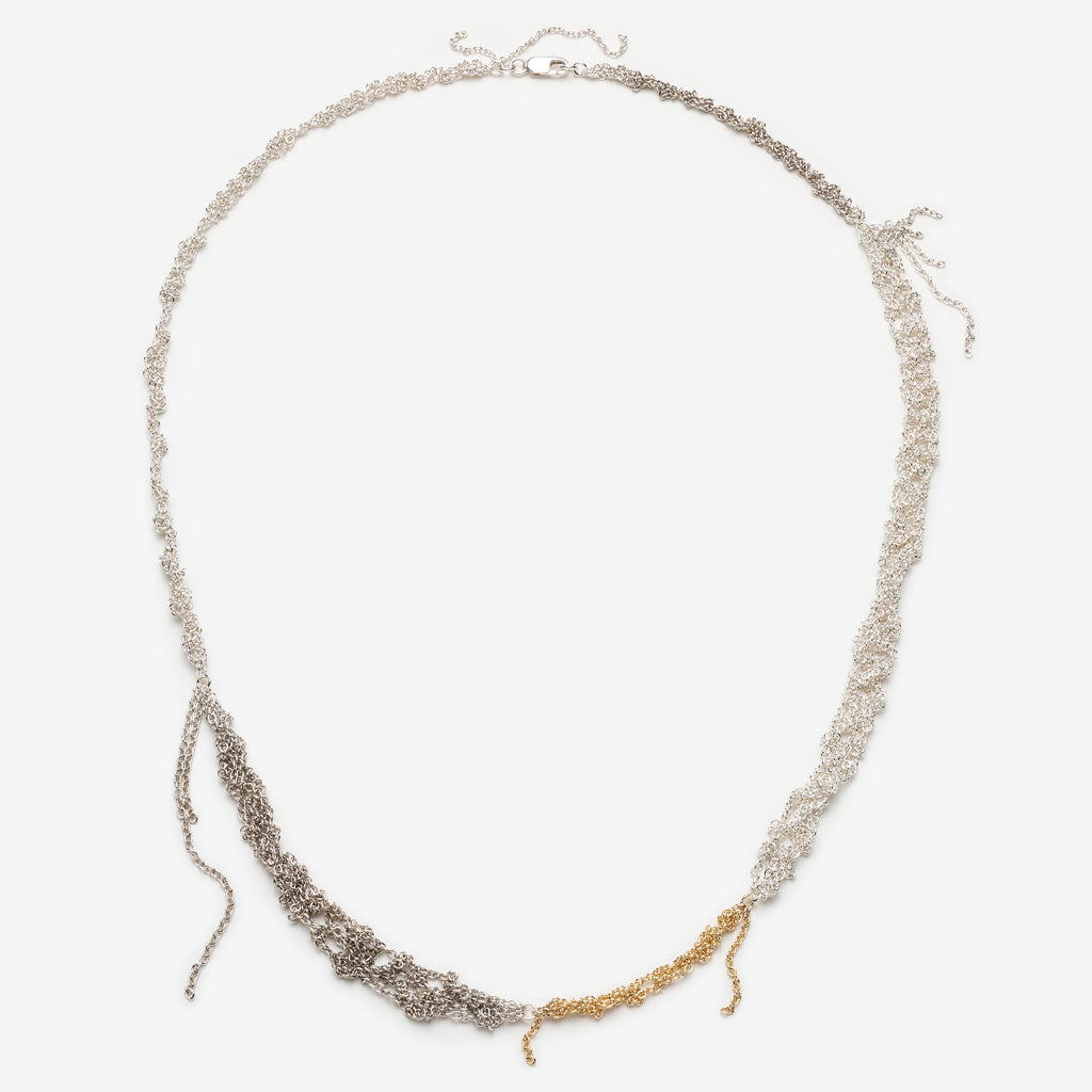 Collier IRIS - chaînes tissées - or 14k et argent