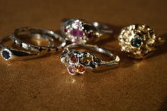 Bague DÉMÉTER - 5 saphirs colorés et argent