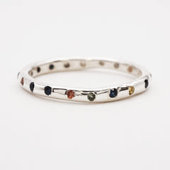 Bague EMA - saphirs 1.5mm multicolores et argent