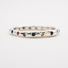 Bague EMA - saphirs 1.5mm multicolores et argent