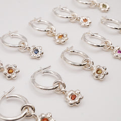 Boucle d'oreille FLEUR no.5 - argent et saphir 🌸