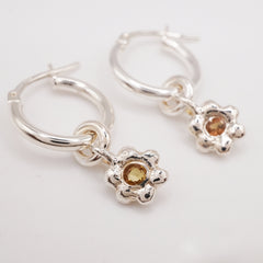 Boucle d'oreille FLEUR no.5 - argent et saphir 🌸