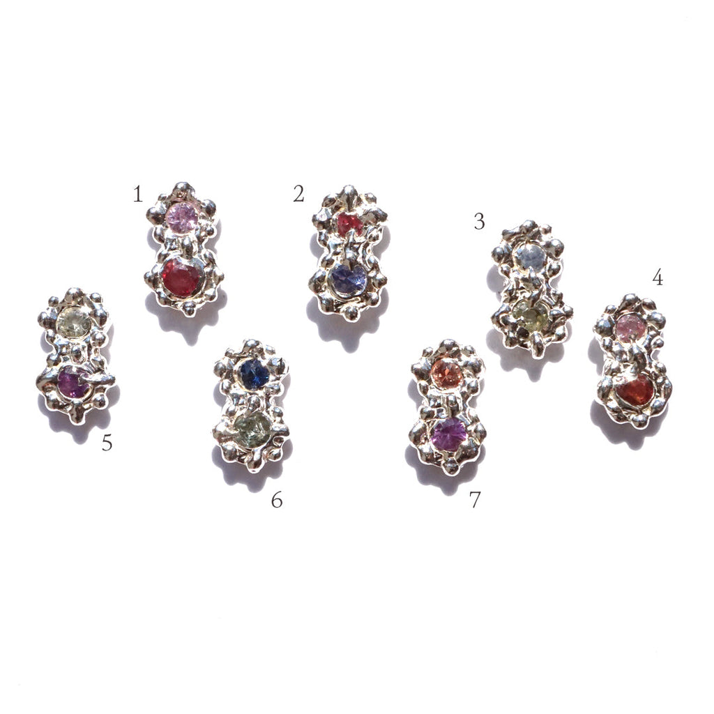 Boucle d'oreille FLORA - saphirs et argent - Pièces uniques - Série 05