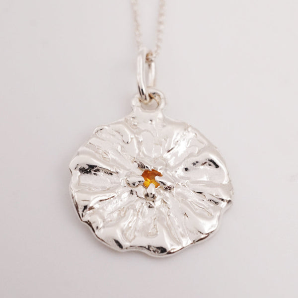 Pendentif Fleur En Argent Sterling Et Saphir - Petit Bijou Vintage - Fabriqué En France