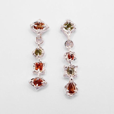 Boucles d'oreilles CALYPSO - 4 saphirs naturels multicolores