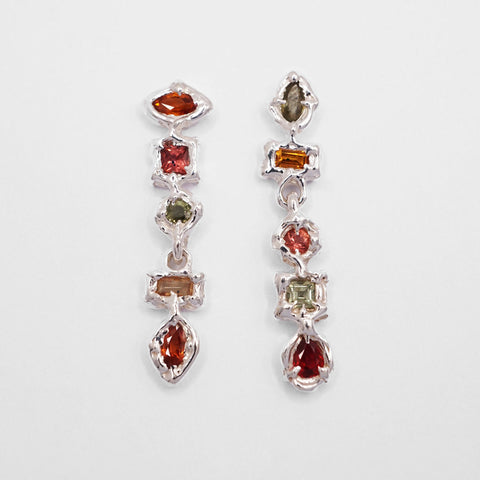 Boucles d'oreilles CALYPSO - 5 saphirs naturels multicolores