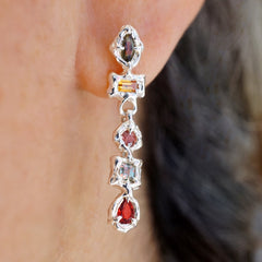 Boucles d'oreilles CALYPSO - 5 saphirs naturels multicolores