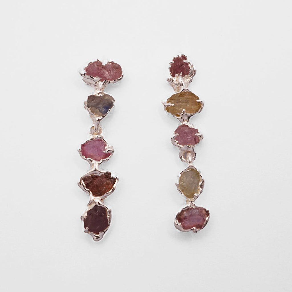 Boucles d'oreilles LORENZO - saphirs bruts pastels