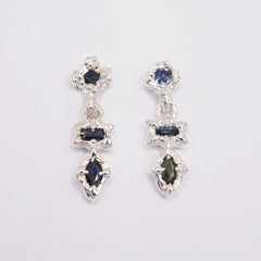 Boucles d'oreilles à breloque ORION - saphirs colorés et argent