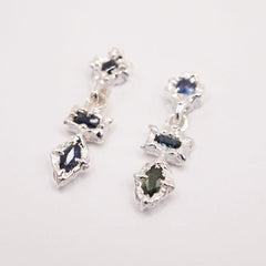 Boucles d'oreilles à breloque ORION - saphirs colorés et argent