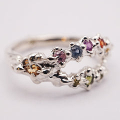 Bague FLAVIA - saphirs multicolores et argent