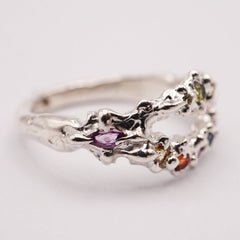 Bague FLAVIA - saphirs multicolores et argent