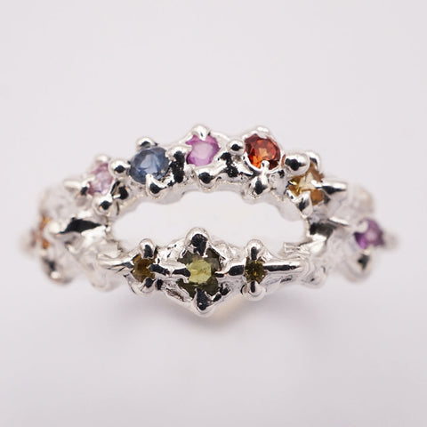 Bague FLAVIA - saphirs multicolores et argent