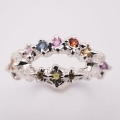 Bague FLAVIA - saphirs multicolores et argent