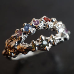 Bague FLAVIA - saphirs multicolores et argent