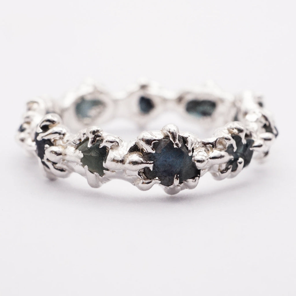 Bague LASZLO - saphirs bruts bleus et argent