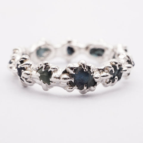 Bague LASZLO - saphirs bruts bleus et argent