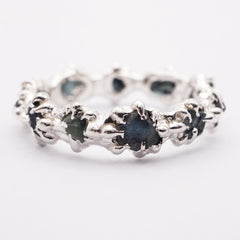 Bague LASZLO - saphirs bruts bleus et argent