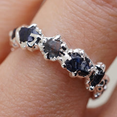 Bague LASZLO - saphirs bruts bleus et argent