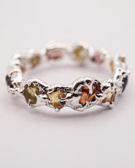 Bague LASZLO saphirs bruts colorés et argent