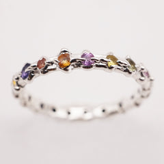 Bague LENA - saphirs colorés 2.2mm - or ou argent