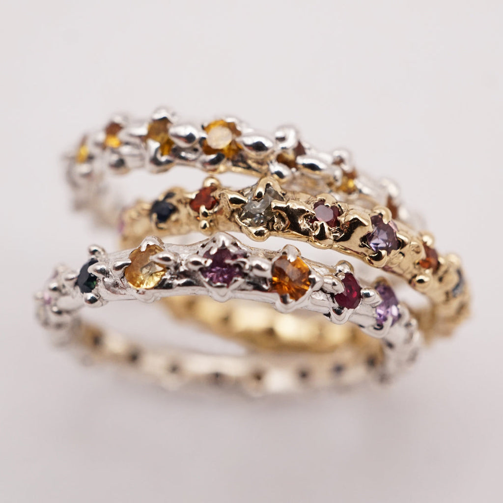 Bague LENA - saphirs colorés 2.2mm - or ou argent