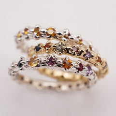 Bague LENA - saphirs colorés 2.2mm - or ou argent