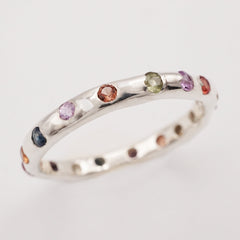 Bague VALERIA - saphirs colorés 2.2mm et argent