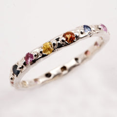 Bague VALERIA - saphirs colorés 2.2mm et argent