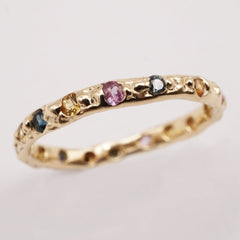 Bague VALERIA - saphirs colorés 2.2mm et or 14k