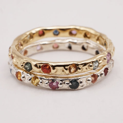 Bague VALERIA - saphirs colorés 2.2mm - or ou argent