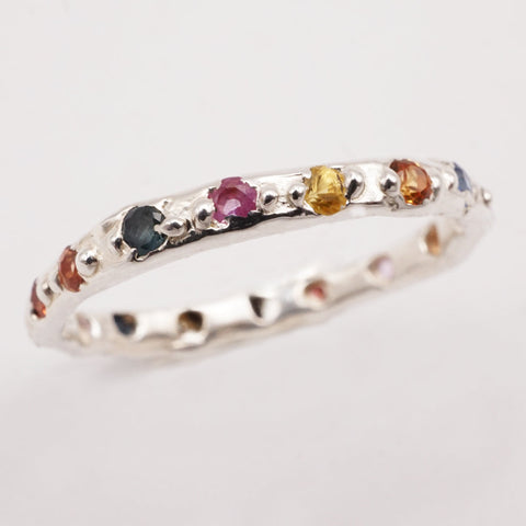Bague VALERIA - saphirs colorés 2.2mm et argent