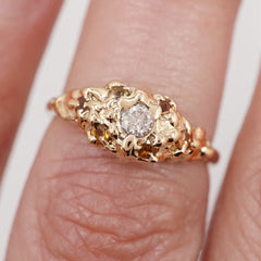 Bague diamant, saphirs et or 10k - pièce unique