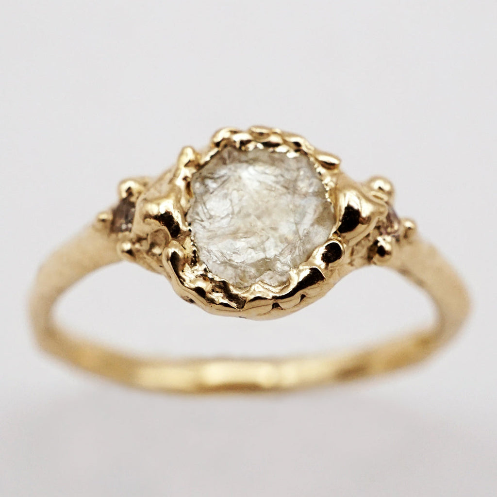 Bague saphir Montana brut incolore et or 10k - pièce unique