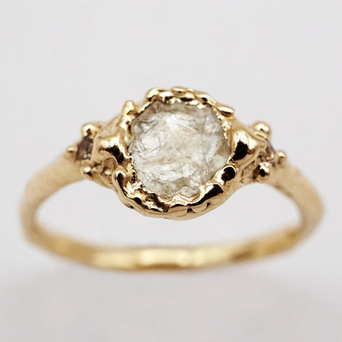 Bague saphir Montana brut incolore et or 10k - pièce unique