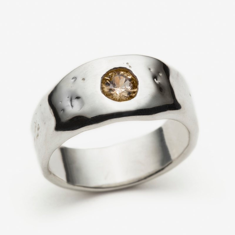 Bague GARANCE - Topaze champagne et argent - Pièce unique 005