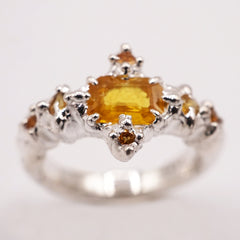 Bague REINE - saphirs naturels colorés et argent - pièces uniques