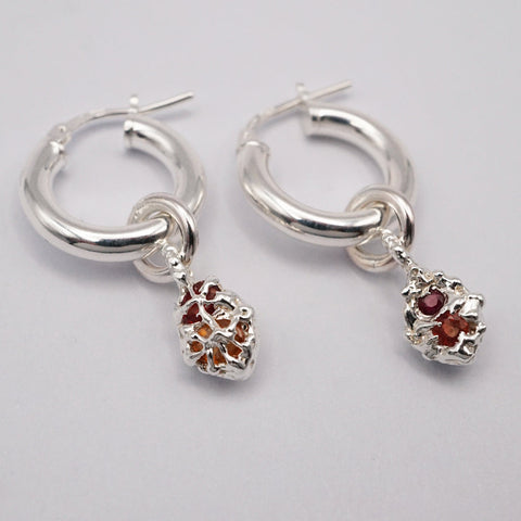 Boucles d'oreilles FRIDA TWINS - saphirs rouges - Pièces uniques