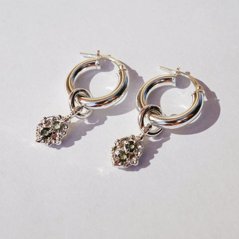 Boucles d'oreilles FRIDA - saphirs verts - Pièces uniques