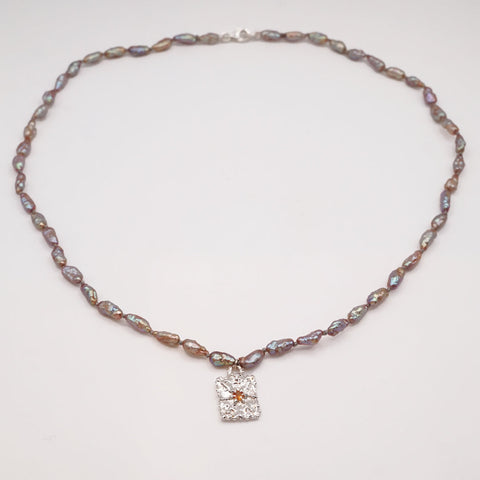 Pendentifs TALISMAN - Perles keshi vintage, saphirs et argent