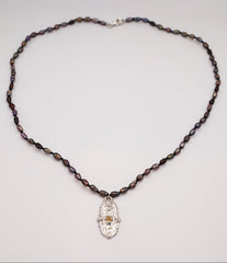 Pendentifs TALISMAN - Perles keshi vintage, saphirs et argent