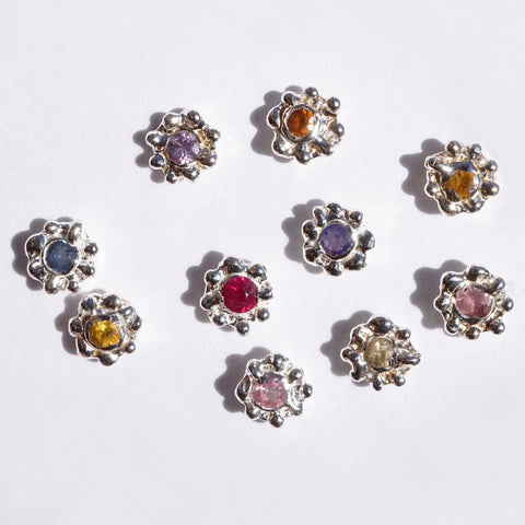 Boucle d'oreille CROCUS - saphir et argent