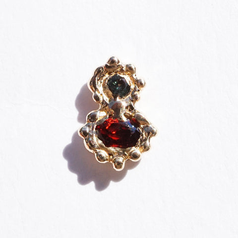 Boucle d'oreille FLORA - saphirs et or 14k - Pièces uniques - Série 01