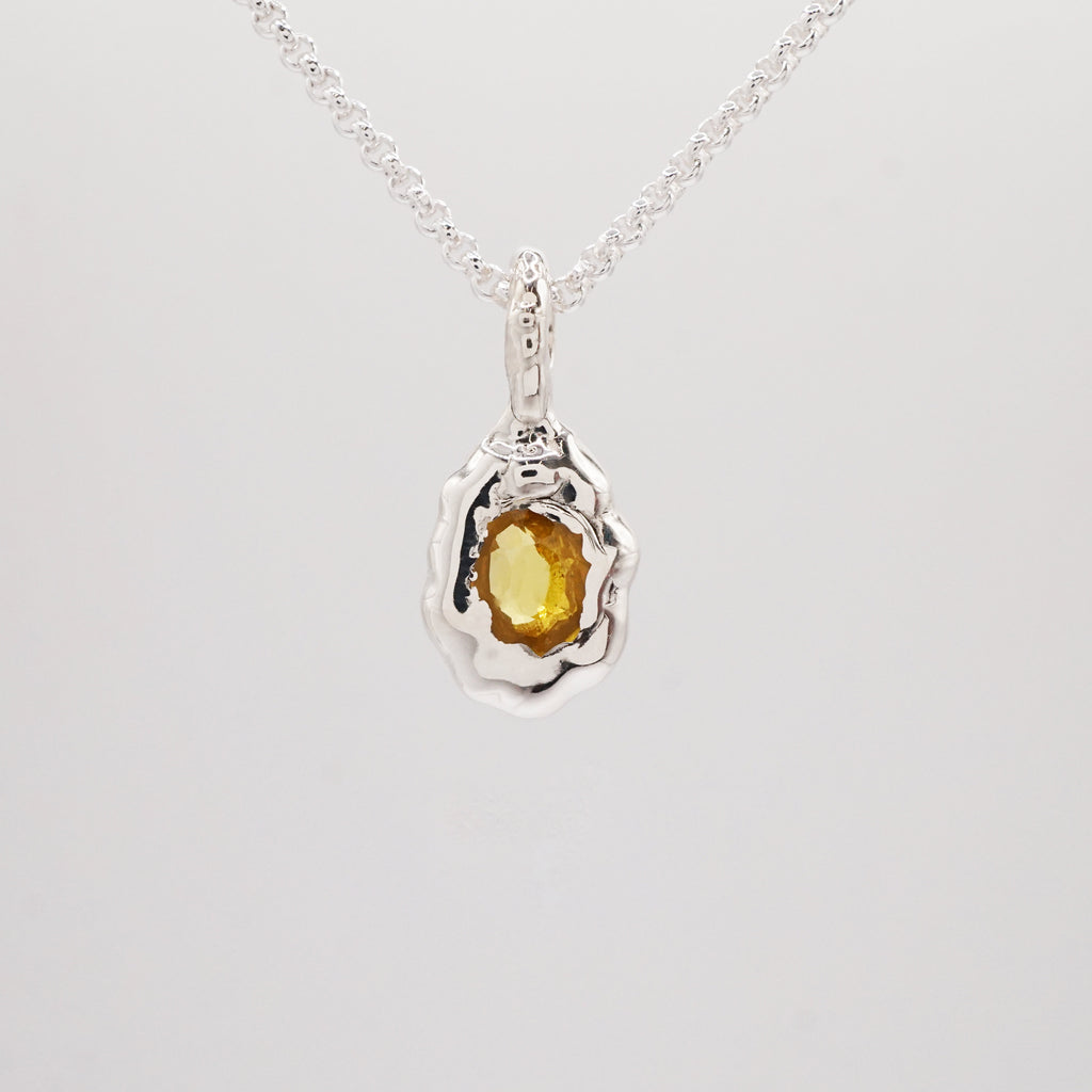 PENDENTIF SAPHIR JAUNE ET ARGENT - PIÈCE UNIQUE